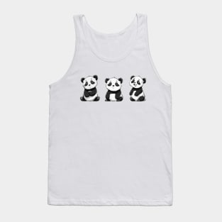 Three Cute Panda Bears Tank Top